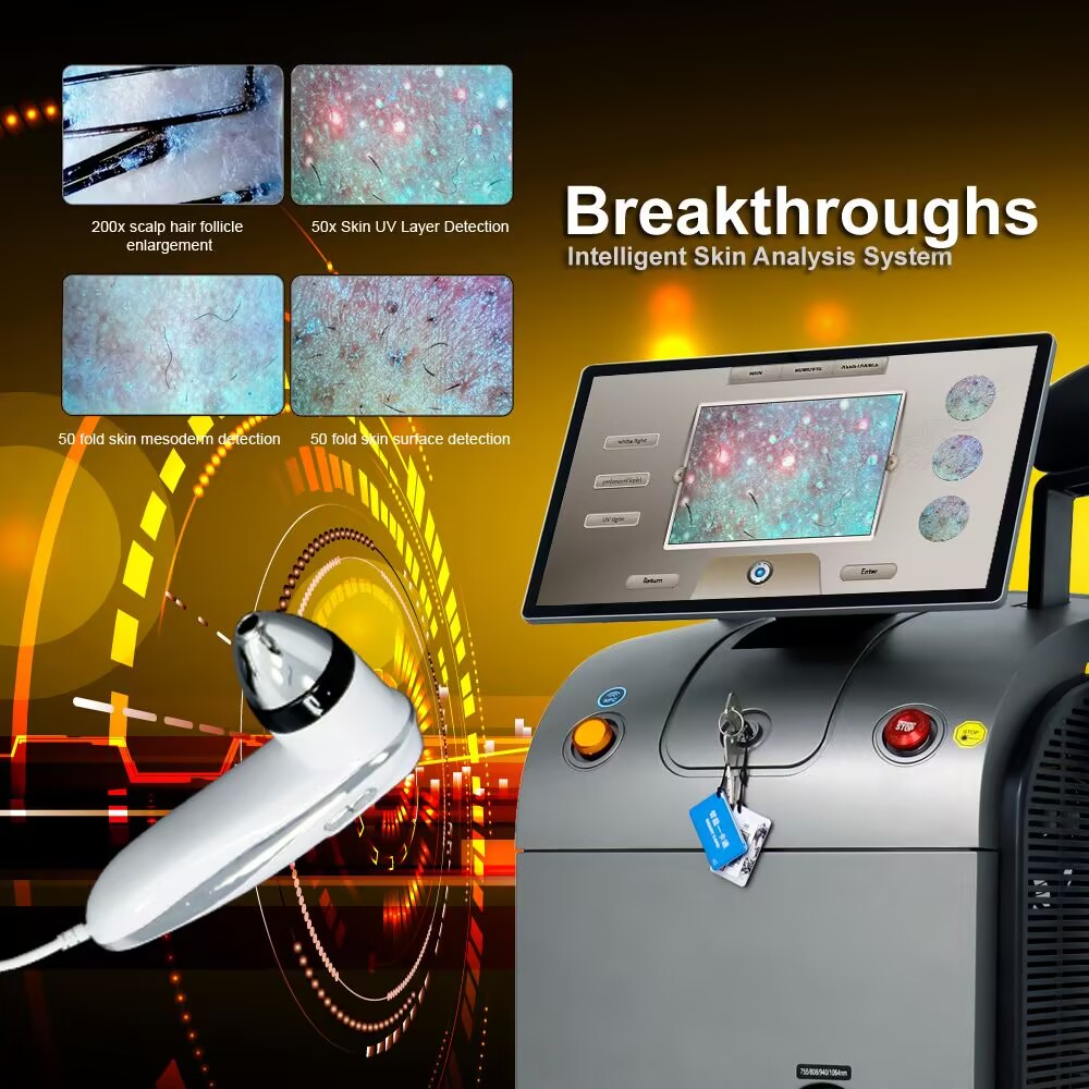 Weifang KM new updated AI intelligent skin analysis android system 2000w 3000w diode laser machine