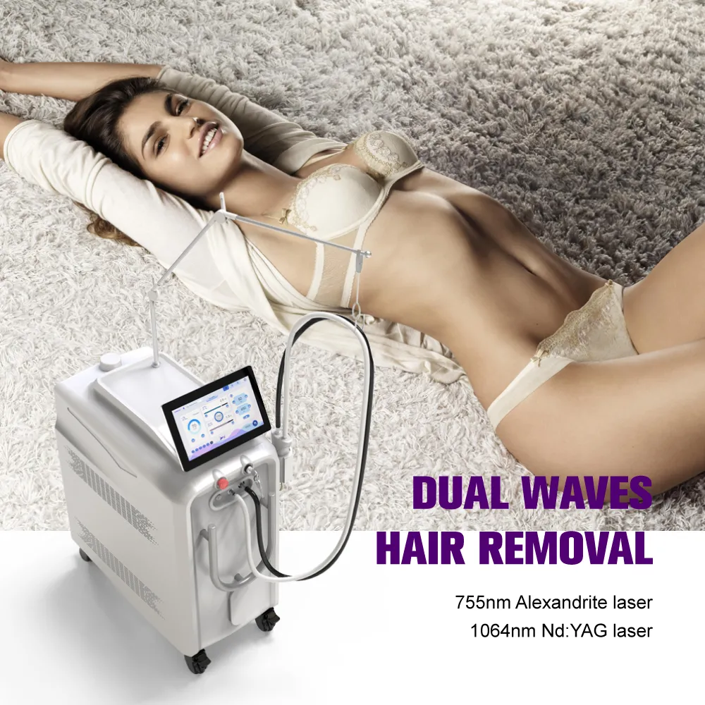 Weifang KM real dual wavelength 755nm&1064nm alexandrite nd yag laser gentle pro hair removal